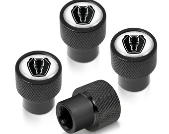 iPick Image for Ford Mustang Dark-Horse in White on Black Diamond-Cut Grip Aluminum Tire Valve Stem Caps, Official Licensed