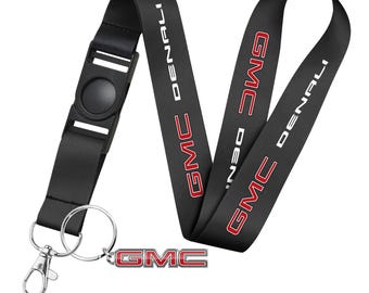 Llavero de metal troquelado con el logotipo de GMC Denali y correa de cordón negra. Producto oficial exclusivo con licencia. ¡Con licencia!