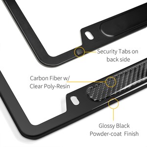 iPick Image for Dodge Charger Real Carbon Fiber Insert Black Stainless Steel License Plate Frame, Official Licensed immagine 5