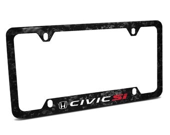 iPick Image para marco de matrícula de fibra de carbono forjada en negro real para Honda Civic Si, con licencia oficial.