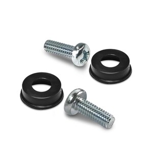 IPick Ford Mustang License Plate Frame Screw Covers - Black On Chrome ABS Plastic, Officially Licensed