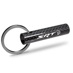 iPick Image for Dodge SRT Hellcat Black Real Carbon Fiber Custom Designed Tube Style Key Chain, Official Licensed