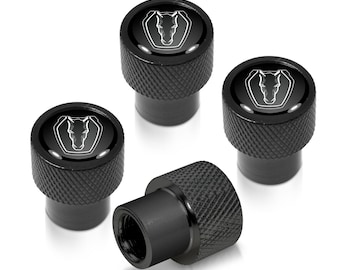 iPick Image for Ford Mustang Dark-Horse in Black Diamond-Cut Grip Aluminum Tire Valve Stem Caps, Official Licensed