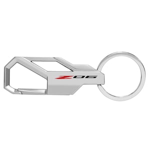 iPick Image for Chevrolet Corvette C8 Z06 Silver Carabiner-style Snap Hook Metal Key Chain, Official Licensed