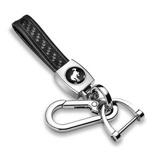 iPick Image for Ford Bronco in Black Real Black Carbon Fiber Loop-Strap Chrome Hook Key Chain, Official Licensed