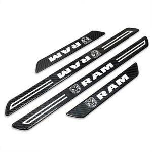 iPick Image for RAM Black Real Carbon Fiber 4 Pcs Universal Door Sill Step Protector Kick Plates, Official Licensed
