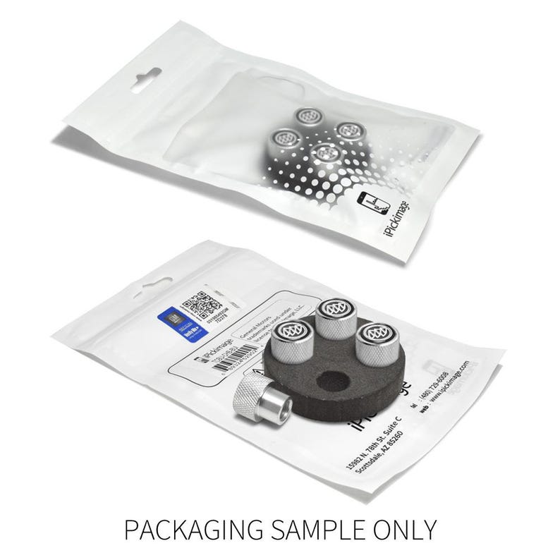 iPick Image para el logotipo de Buick en negro sobre tapas de válvula de neumático de aluminio Easy-Grip plateadas brillantes, con licencia oficial. imagen 4