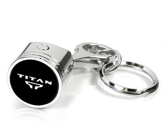 iPick Image for Nissan Titan Logo Chrome Finish Engine Piston and Rod Metal Key Chain, Official Licensed