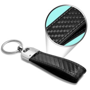 iPick Image for SRT-8 Logo Real Carbon Fiber Leather Strap Key Chain with Black stitching for Dodge Jeep RAM, Official Licensed image 3