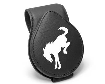 Soporte magnético para gafas de sol de cuero negro con logotipo de Ford Bronco, clip para montaje en visera para automóvil, ¡con licencia!