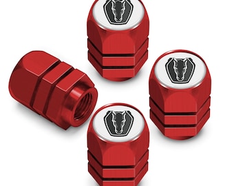 iPick Image for Ford Mustang Dark-Horse in White on Red Hexagon Shape Aluminum Tire Valve Stem Caps, Official Licensed