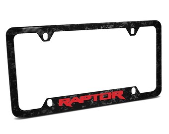 iPick Image for Ford F-150 Raptor in Red Real Forged Carbon Fiber 50 States License Plate Frame, Official Licensed