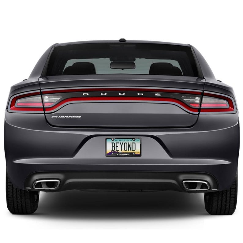 iPick Image for Dodge Charger Real Carbon Fiber Insert Black Stainless Steel License Plate Frame, Official Licensed immagine 4