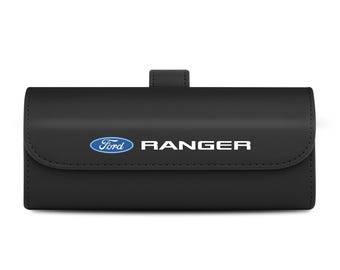 Ford Ranger Black Leather Sunglass Case Car Sun Visor Mount Clip, Licensed!