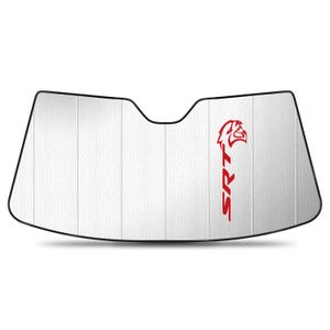 Dodge Challenger Hellcat in Red with Sensor 2015 to 2023 Custom Fit Silver Reflective Folding Auto Windshield Sun Shade, Licensed!