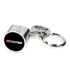 iPick Image for Chevrolet Corvette C7 Z06 Engine Piston Style Chrome Metal Key Chain, Official Licensed