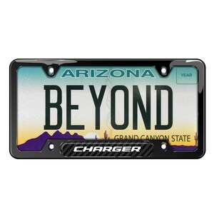iPick Image for Dodge Charger Real Carbon Fiber Insert Black Stainless Steel License Plate Frame, Official Licensed immagine 2