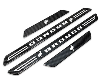Imagen iPick para Ford Bronco, nuevo protector de umbral de puerta universal de fibra de carbono negra, 4 unidades, con licencia oficial.