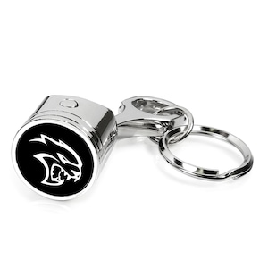 iPick Image for Dodge Hellcat Logo Chrome Finish Engine Piston and Rod Metal Key Chain Keychain, Official Licensed