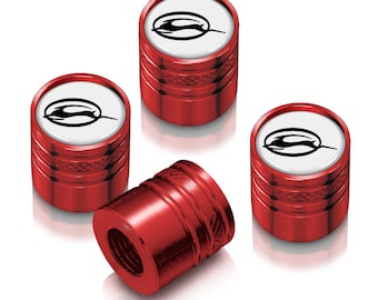 iPick Image made for Chevrolet Impala Dual Logo in White on Red Aluminum Cylinder-Style Tire Valve Stem Caps, Official Licensed