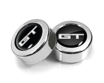 iPick Image pour Ford Mustang GT en noir sur chrome, deux cache-vis de cadre de plaque d'immatriculation en plastique ABS, sous licence officielle