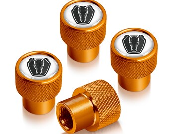 iPick Image for Ford Mustang Dark-Horse in White on Golden Diamond-Cut Grip Aluminum Tire Valve Stem Caps, Official Licensed