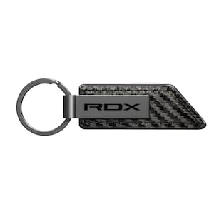 iPick Image for Acura RDX Black PU Leather Carbon Fiber Texture Strap Black Metal Bar Key Chain, Official Licensed afbeelding 1