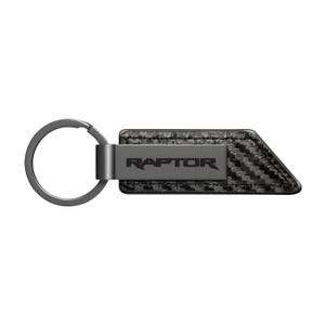 iPick Image for Ford F-150 Raptor PU Leather Carbon Fiber Texture Strap Black Metal Bar Key Chain, Official Licensed