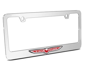 iPick Image for Jeep Trailhawk in 3D on Mirror Chrome Metal License Plate Frame, Official Licensed