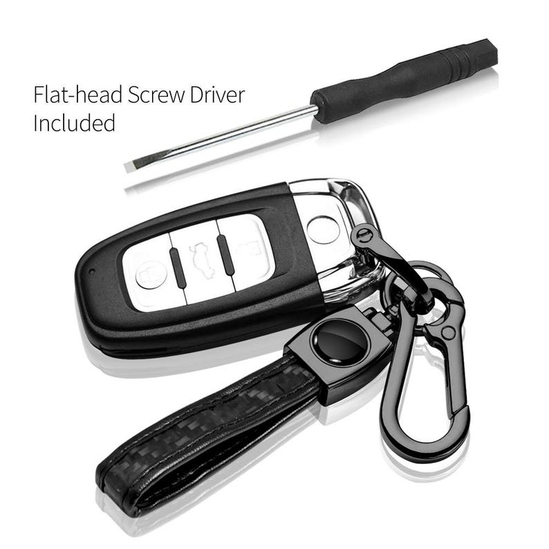 iPick Image para Chevrolet Corvette C8 Stingray Correa de fibra de carbono negra auténtica Llavero con gancho negro metalizado, con licencia oficial imagen 4