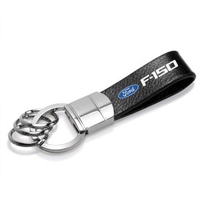iPick Image Ford F-150 Rectangular Black Leather Key Chain iPick Image Ford F-150 Rectangular Black Leather Key Chain