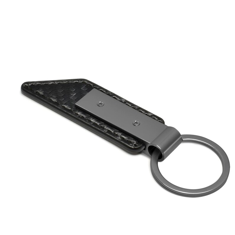 iPick Image for Acura RDX Black PU Leather Carbon Fiber Texture Strap Black Metal Bar Key Chain, Official Licensed afbeelding 4