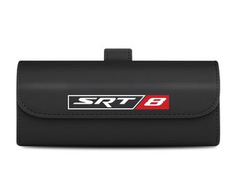 Dodge SRT-8 Black Leather Sunglass Case Car Sun Visor Mount Clip, Licensed!