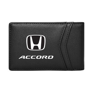 Imagen de iPick creada para Honda Accord, billetera plegable delgada de cuero sintético negro resistente a RFID para hombre, con licencia oficial.