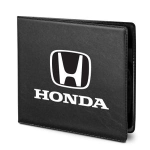iPick Image for Honda Logo Car Auto Insurance Registration Black PVC Document Holder Wallet, Official Licensed