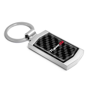 iPick Image for Acura Type-S Logo Real Black Carbon Fiber Chrome Metal Case Key Chain, Official Licensed image 2