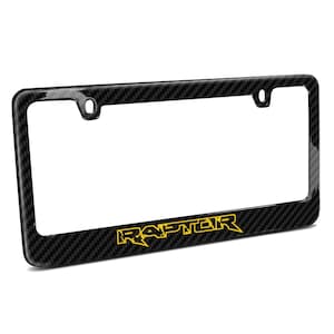 iPick Image for Ford Raptor Outline in Yellow Black Real Carbon Fiber License Plate Frame, Official Licensed