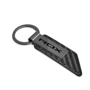 iPick Image for Acura RDX Black PU Leather Carbon Fiber Texture Strap Black Metal Bar Key Chain, Official Licensed afbeelding 2