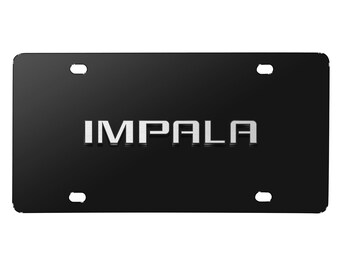 iPick Image for Chevrolet Impala 3D Nameplate Black Stainless Steel License Plate, Official Licensed