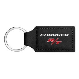 iPick Image for Dodge Charger R/T Rectangular Black Leatherette Key Chain, Official Licensed