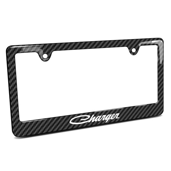 iPick Image made for Dodge Charger Classic Black Carbon Fiber Look ABS Plastic License Plate Frame, Official Licensed