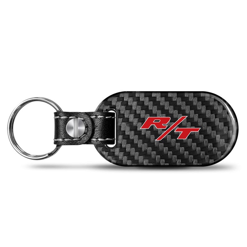 iPick Image for Dodge R/T Logo 100% Real Black Carbon Fiber Tag Style Key Chain, Official Licensed 画像 1
