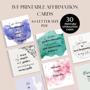 Tarjetas de afirmación de FIV, Tarjetas de afirmación de TTC, Afirmación de FIV, Descarga de tarjetas de afirmación de FIV, tamaño A4.