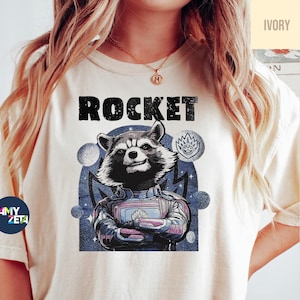Rocket Raccoon Shirt – Retro Cartoon Style for EPCOT Fans, Comfort Colors Tee for Guardians Cosmic Rewind Ride, Disney Family Vacation