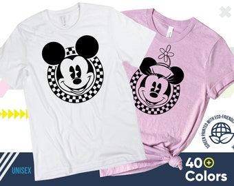 Disney Retro Mickey and Minnie Checkered Shirt, Disney 2023 Shirt, Family matching Shirt, Vintage Disney Shirt, Mouse Shirt, Couples Shirt