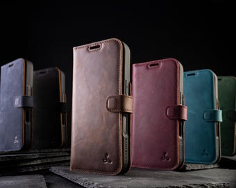 Phone Wallet for iPhone 16, 16e 16 Plus, 16 Pro and 16 Pro Max - Handmade Phone Case Using Genuine Leather - Free Personalisation