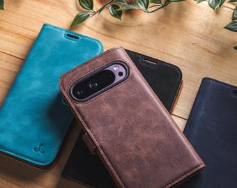 Phone Wallet for Google Pixel 9, 9 Pro, 9 Pro XL and 9a  - Handmade Phone Case Using Premium Real Leather - Free Personalisation
