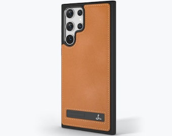 Snakehive Personalised Tan Leather Phone Case for Samsung S23