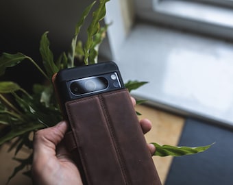 Snakehive Handmade Real Leather Wallet Phone Case for Google Pixel