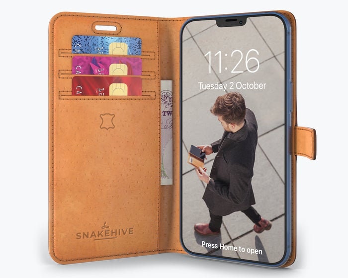 Snakehive Vintage Plum Leather Wallet Case for Apple iPhone 14, 13, 12